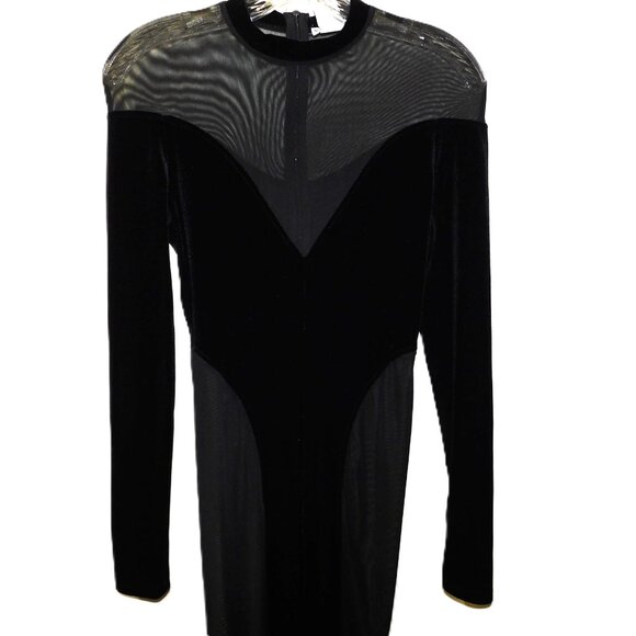 No. 1 Los Angeles Black BodySuit Velvet & Sheer Panels Size Small Sexy - Picture 10 of 14